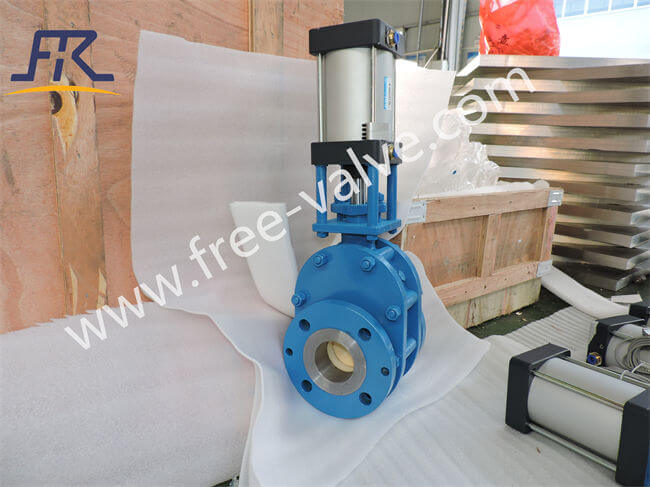 Ceramic pneumatic double disc gate valve