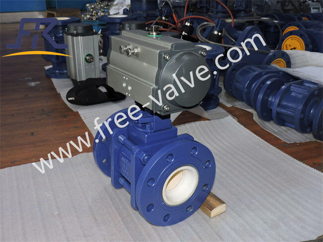 Pneumatic Actuator Flange Type V Port  Zirconium Ceramic Ball Valve