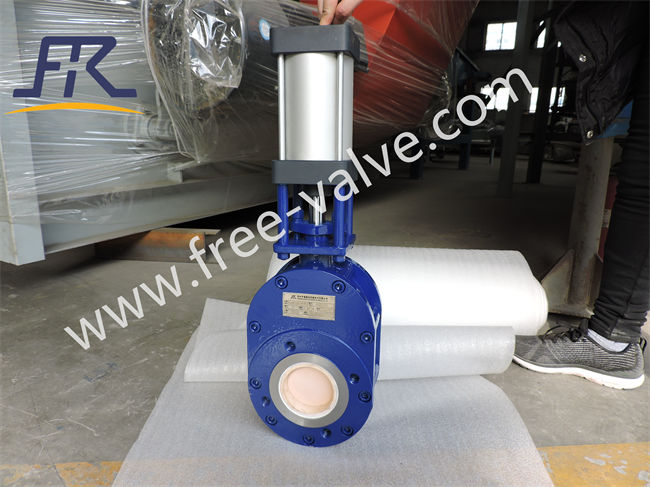 Wafer Type Pneumatic Ceramic Lined Double Disc Gate Valve FRZ644TC