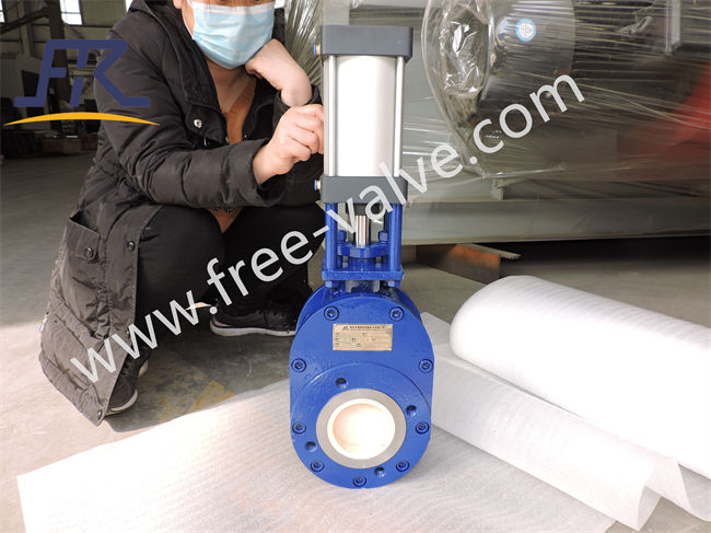 Wafer Type WCB Body Pneumatic Ceramic Lined Back Forth Sliding Gate Valve