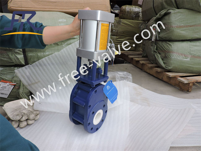 Wafer Type WCB Body Pneumatic Ceramic Lined Back Forth Sliding Gate Valve