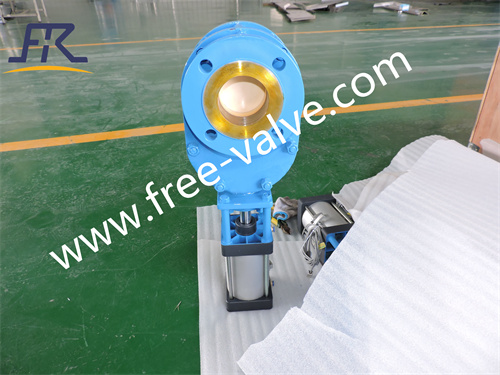 3 inch class 150 Pneumatic ceramic lined double plate gate valve opening test
