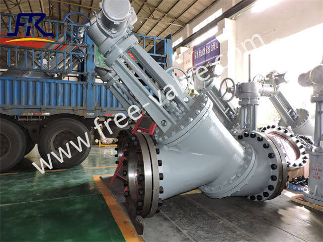 High quality WCB Body Electric operating Y Type Slurry Globe Valves for Alumina slurry