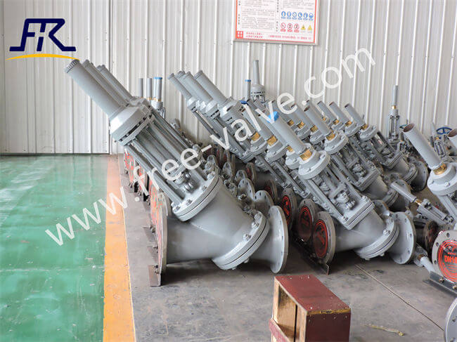 High quality WCB Body Electric operating Y Type Slurry Globe Valves for Alumina slurry