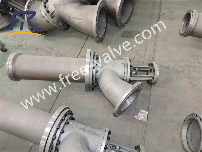 Flange end WCB body Y TYPE FLUSH BOTTOM VALVE for Soda ash slurry