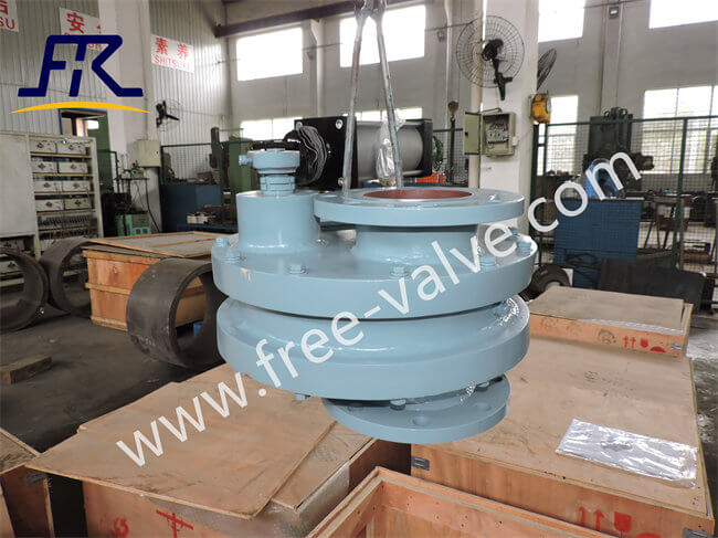 FRXZ644TC Flange end Pneumatic Ceramic Rotating Double Disc Gate Valve