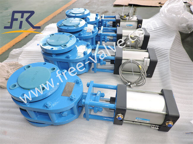 Pneumatic actuator ceramic twin disc gate valves exprted to Indonesia for fly ash system