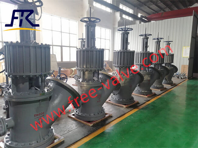 Y Type WCB body Pneumatic Flush Tank Bottom Valve exprted to Indonesia for Discharging Alumina slurry