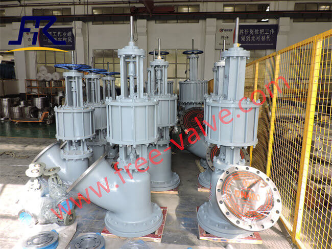 Y Type WCB body Pneumatic Flush Tank Bottom Valve exprted to Indonesia for Discharging Alumina slurry