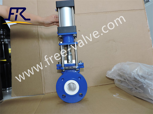 Pneumatic carbon steel WCB Abrasion – Resistant Ceramic Lining Knife Gate slurry Valve For thermal Power plant