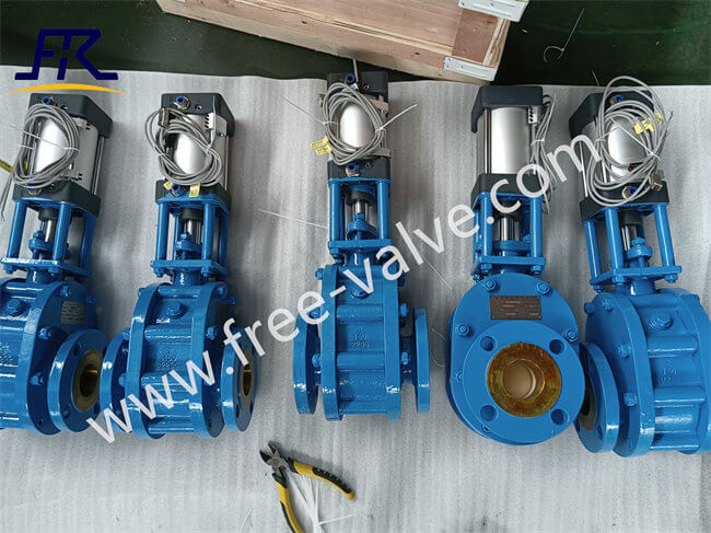 NPS2-150LB FRZ644TC Pneumatic Double Plate Ceramic Gate Valve for fly ash EP system