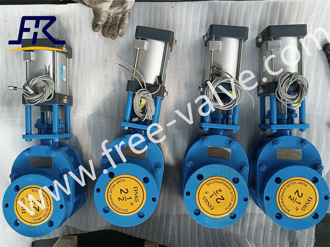 FRZ644TC Pneumatic Actuator Ceramic Seated Double disc Gate Valve for fly ash system