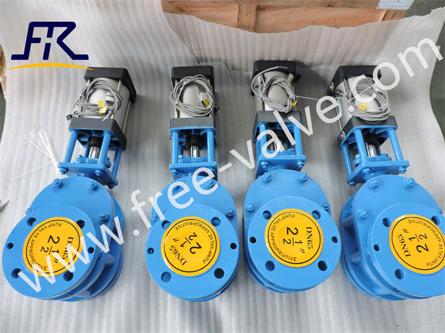 FRZ644TC Pneumatic Operated Flanged Ends Ceramic Lined Dual Disc  Discharge Gate Valve