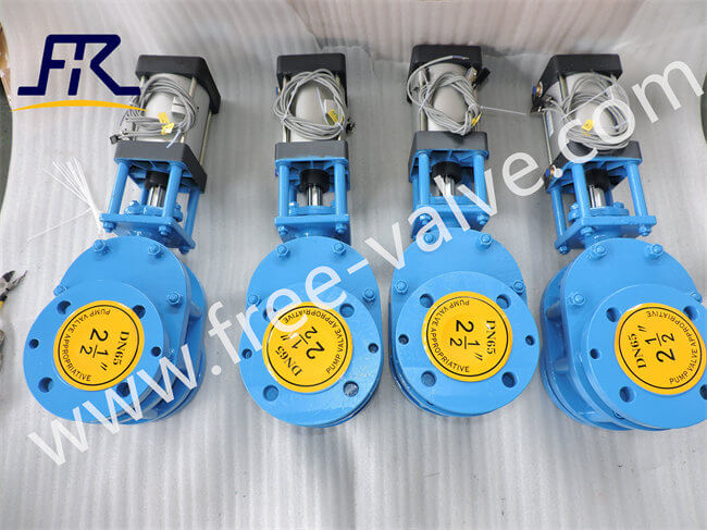 FRZ644TC Pneumatic Operated Flanged Ends Ceramic Lined Dual Disc  Discharge Gate Valve