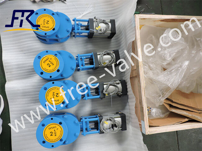 FRZ644TC Pneumatic Operated Flanged Ends Ceramic Lined Dual Disc  Discharge Gate Valve