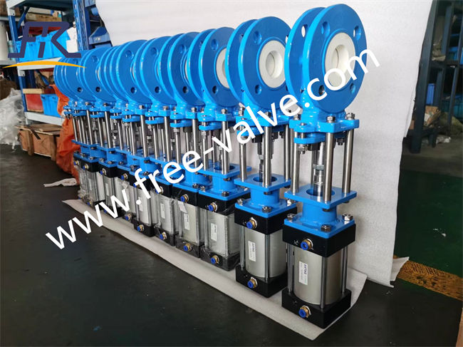 10 Sets NPS 2 class 150 pneumatic ceramic lined knife gate valves have been delivery to Latin America  over sea power plant