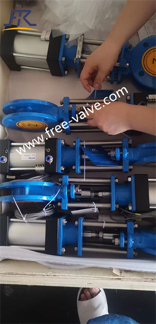 10 Sets NPS 2 class 150 pneumatic ceramic lined knife gate valves have been delivery to Latin America  over sea power plant