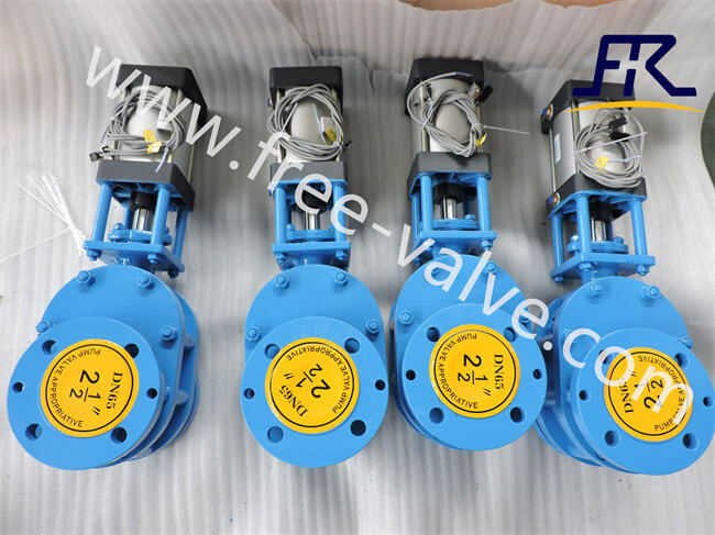 FRZ644TC Pneumatic Operated Double Disc Type Ceramic Lined Gate Valve for fly ash