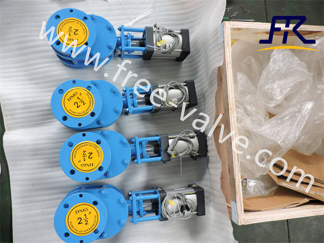 FRZ644TC Pneumatic Operated Double Disc Type Ceramic Lined Gate Valve for fly ash