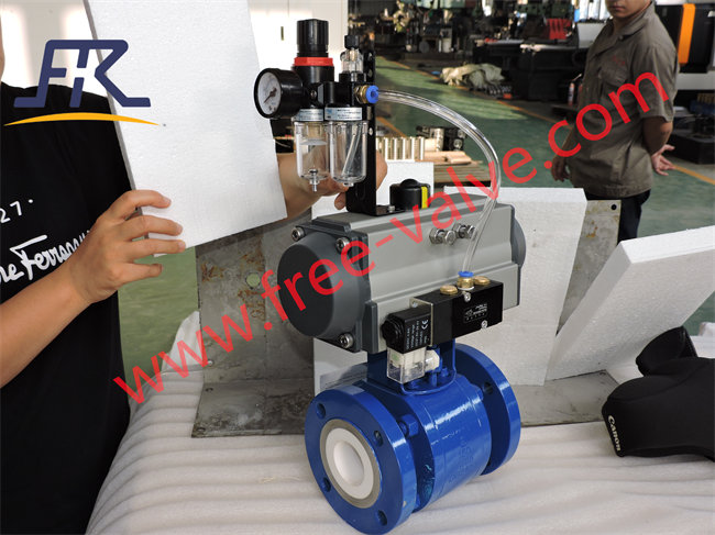 Carbon steel flange Chemical Full Lined Zirconia ceramics Ball Valves with Pneumatic Actuator