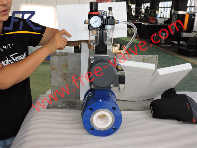 Carbon steel flange Chemical Full Lined Zirconia ceramics Ball Valves with Pneumatic Actuator