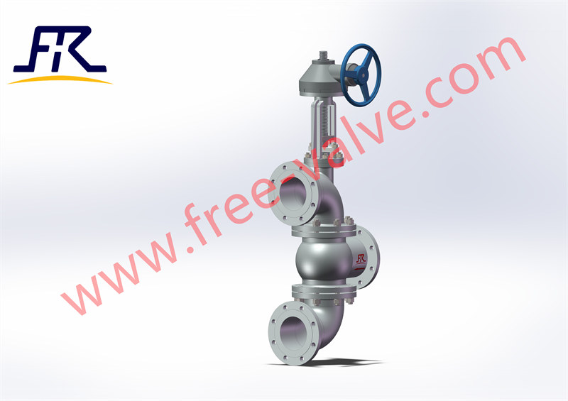 Pneumatic operating three way commutation slurry globe valve FRJ643Y for Alumina slurry