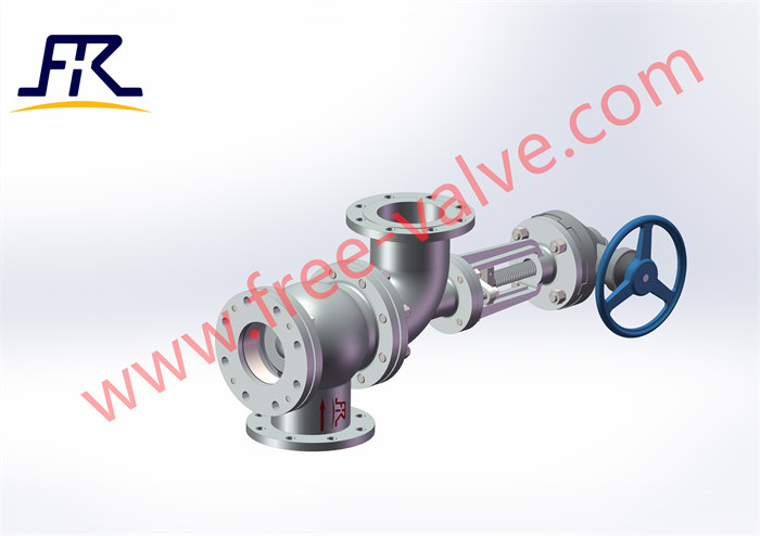 pneumatic operating flat connection three way commutation slurry glove valve FRJ543Y