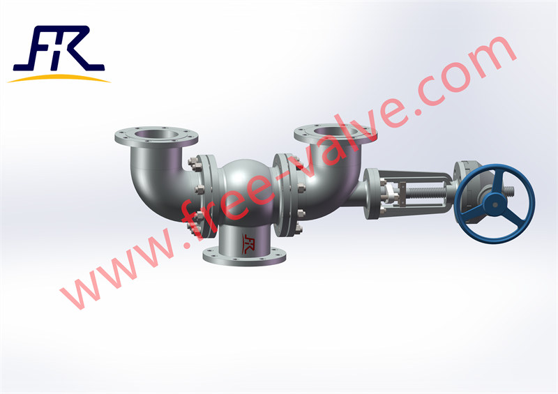 Intelligent WCB body manual operating three way reversing slurry globe valve for Alumina slurry FRJ543Y