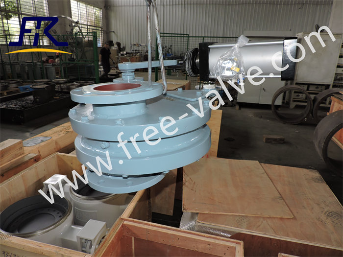 Pneumatic operating rotating double disc ceramic gate valve FRXZ644TC