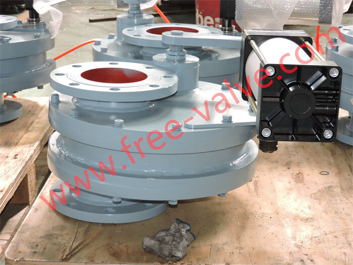 DN150 Pneumatic operating ceramic rotary double disc gate valve for fly ash system