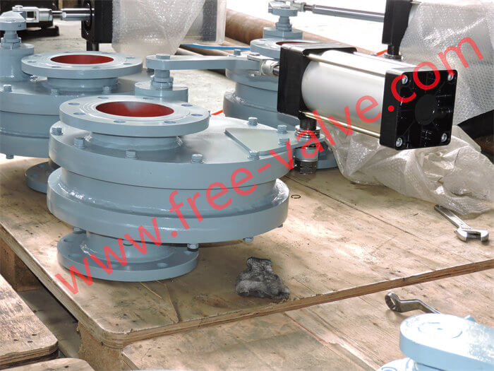 DN150 Pneumatic operating ceramic rotary double disc gate valve for fly ash system