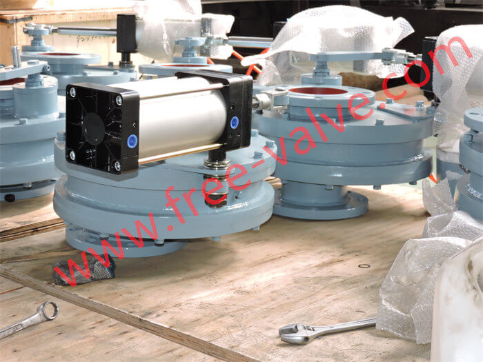 DN150 Pneumatic operating ceramic rotary double disc gate valve for fly ash system