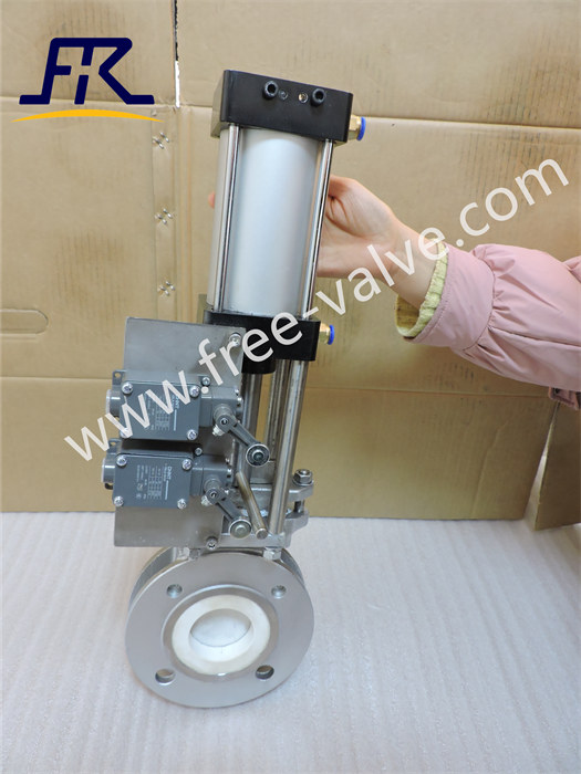 FRZ673TC-10K Pneumatic operated Abrasion- Resistant Ceramic Lining Knife Gate Valve For fly Ash And Powder