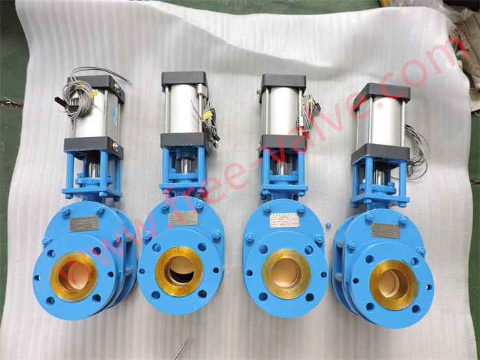 FRZ644Y Pneumatic Tungsten Carbide Dual Disc Gate Valve For Fly Ash