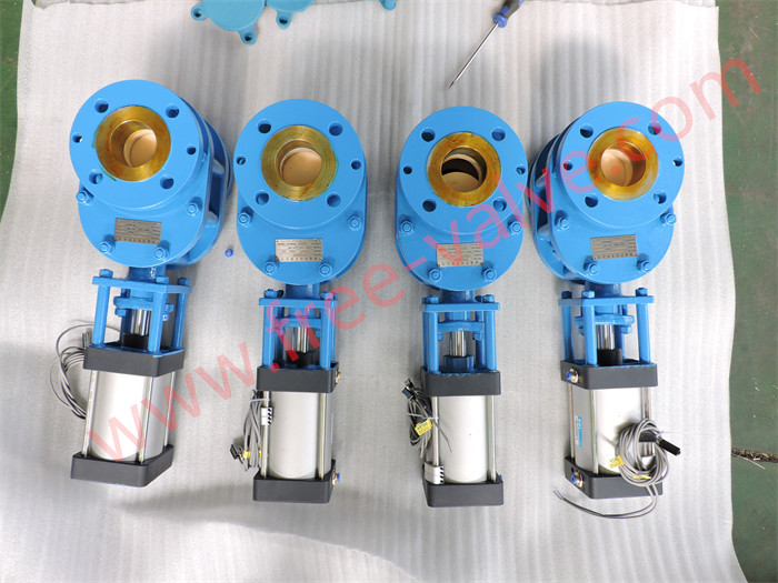 FRZ644Y Pneumatic Tungsten Carbide Dual Disc Gate Valve For Fly Ash
