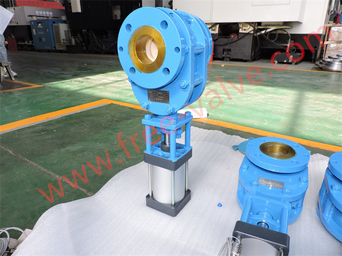 FRZ644Y Pneumatic Tungsten Carbide Dual Disc Gate Valve For Fly Ash