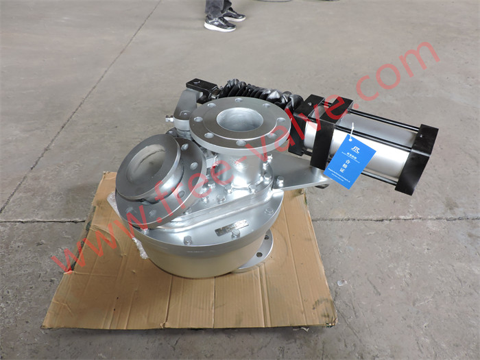 Two outlet Y type Pneumatic Reversing Rotary Disc Gate Valve with Tungsten Carbide seat