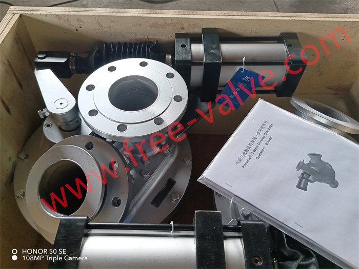 Pneumatic Conveying Systems Dual Tunnel Tungsten Carbide Rotary Disc Diverter Gate Valves for Dry Bulk Material