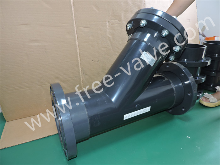 Loose Flange Transparent UPVC Body Y Type Sediment Strainer for Chemical water Treatment