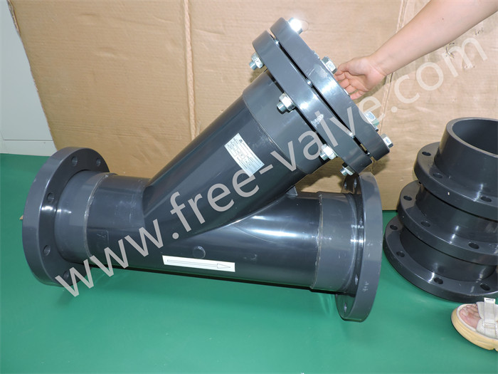 Loose Flange Transparent UPVC Body Y Type Sediment Strainer for Chemical water Treatment