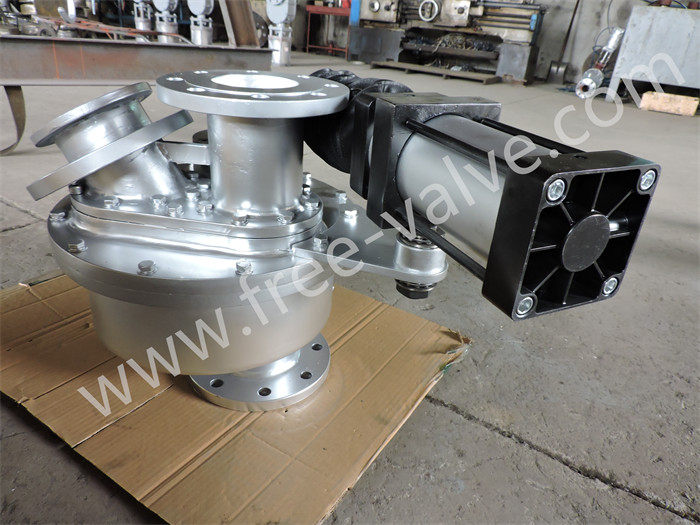 Pneumatic Transfer Ceramic Seat 3-way Gate Diverter Valve For Bulk Material