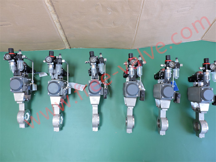 Pneumatic Wear Resistant Ceramic Butterfly Valves with F316L Body DN50