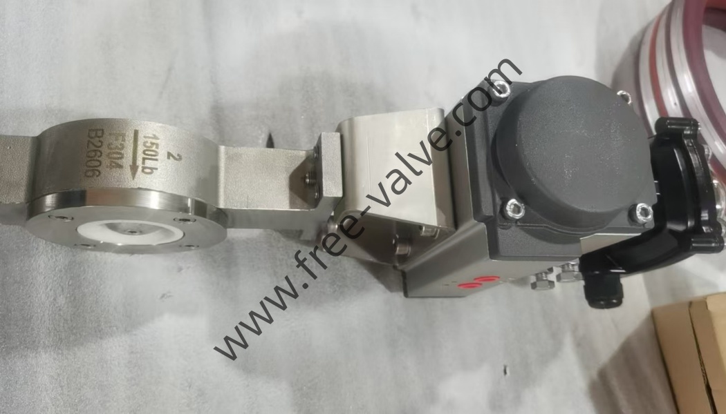 Pneumatic wafer type stainless steel ceramic lined butterfly valve
