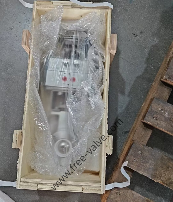 Pneumatic wafer type stainless steel ceramic lined butterfly valve