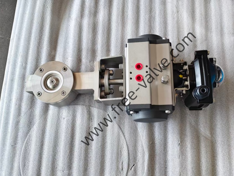Pneumatic wafer type stainless steel ceramic lined butterfly valve